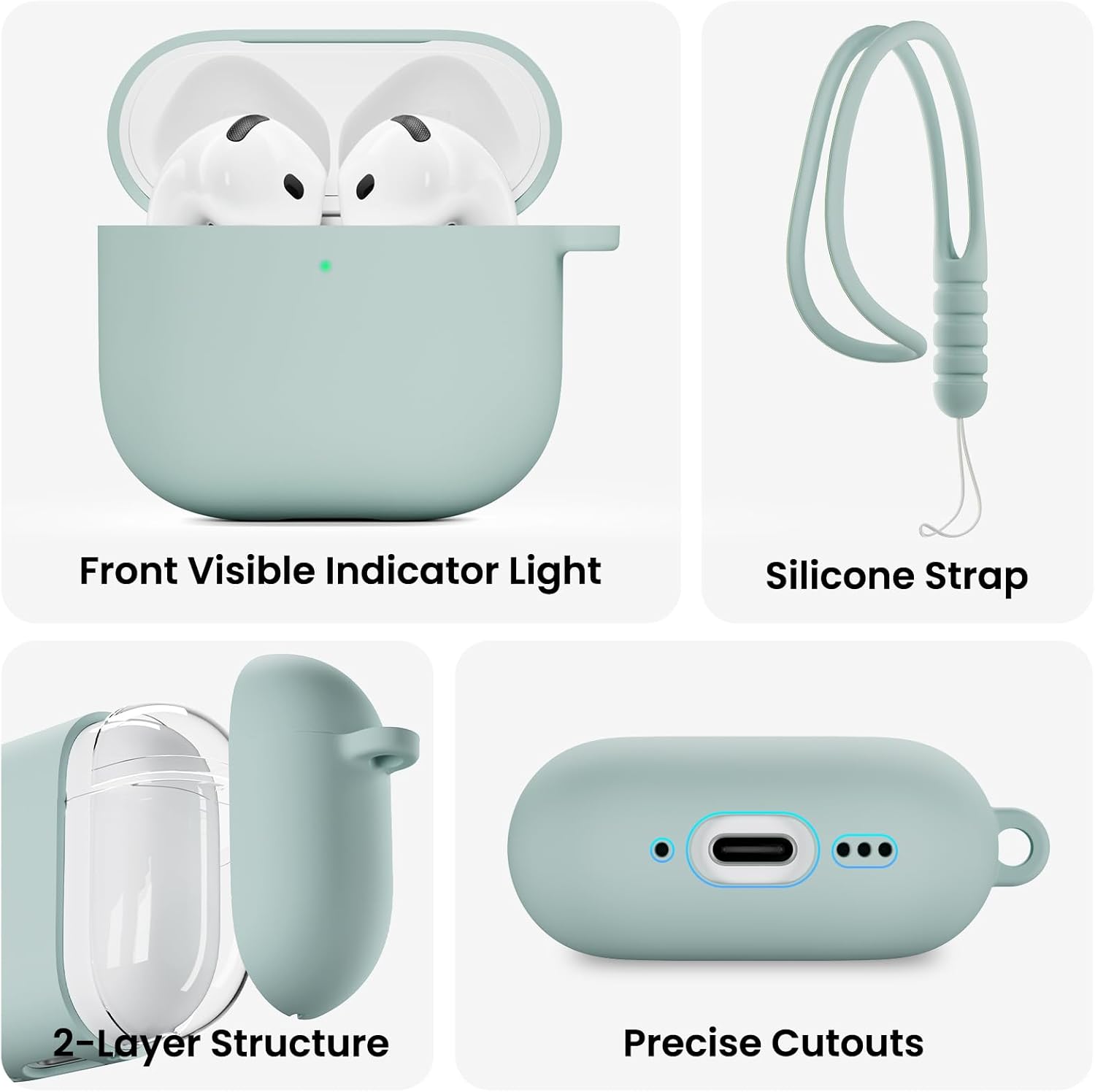Front Visible Indicator Light, Silicone Strap, 2-Layer Structure, Precise Cutouts