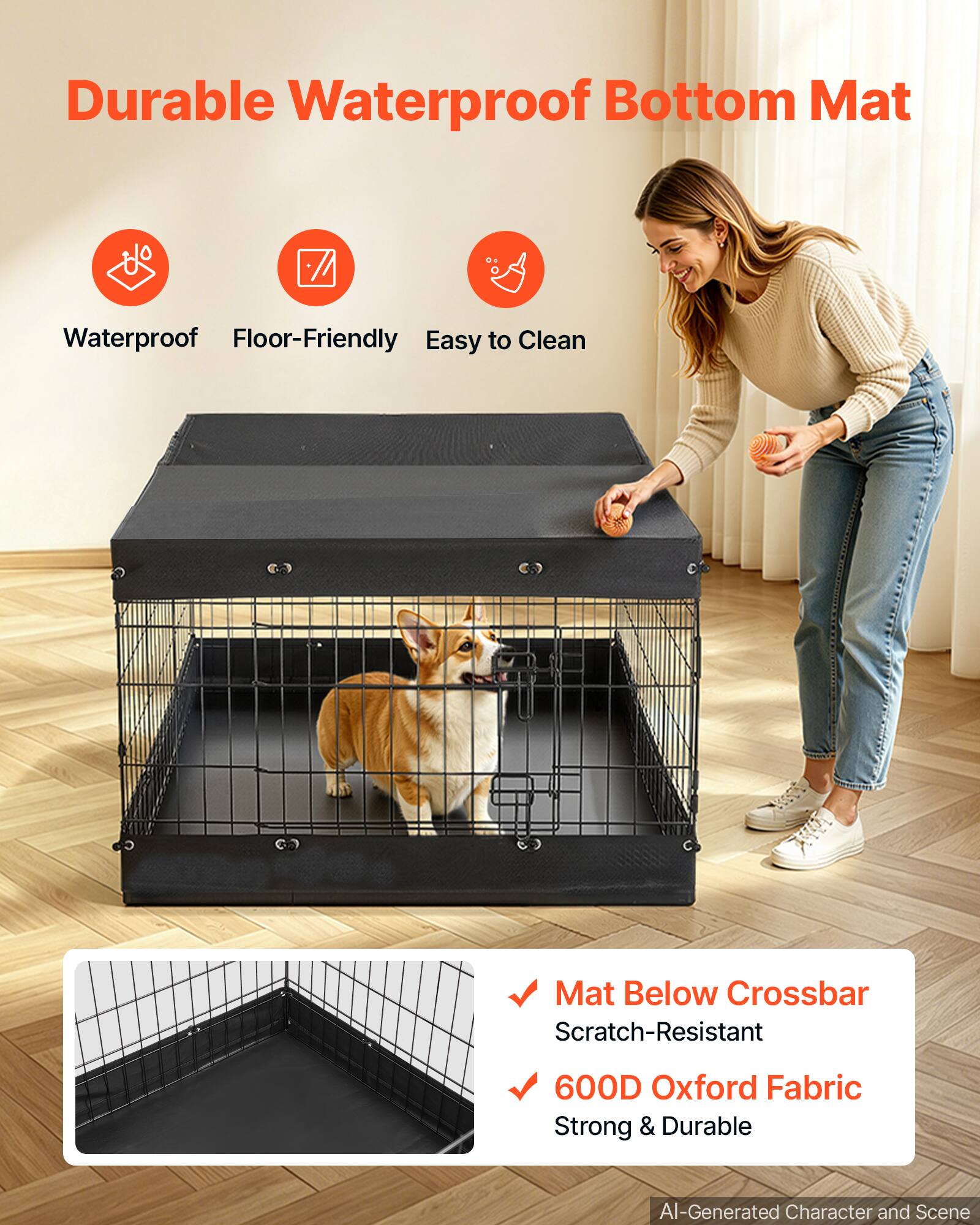 Durable Waterproof Bottom Mat Waterproof Floor-Friendly Easy to Clean Mat Below Crossbar Scratch-Resistant 600D Oxford Fabric Strong & Durable