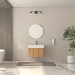 Boyel Living - 24 in Wall-Mounted Bathroom Vanity with Integrated Basin Plywood Cabinet Minimalist Floating Finish - Acacia