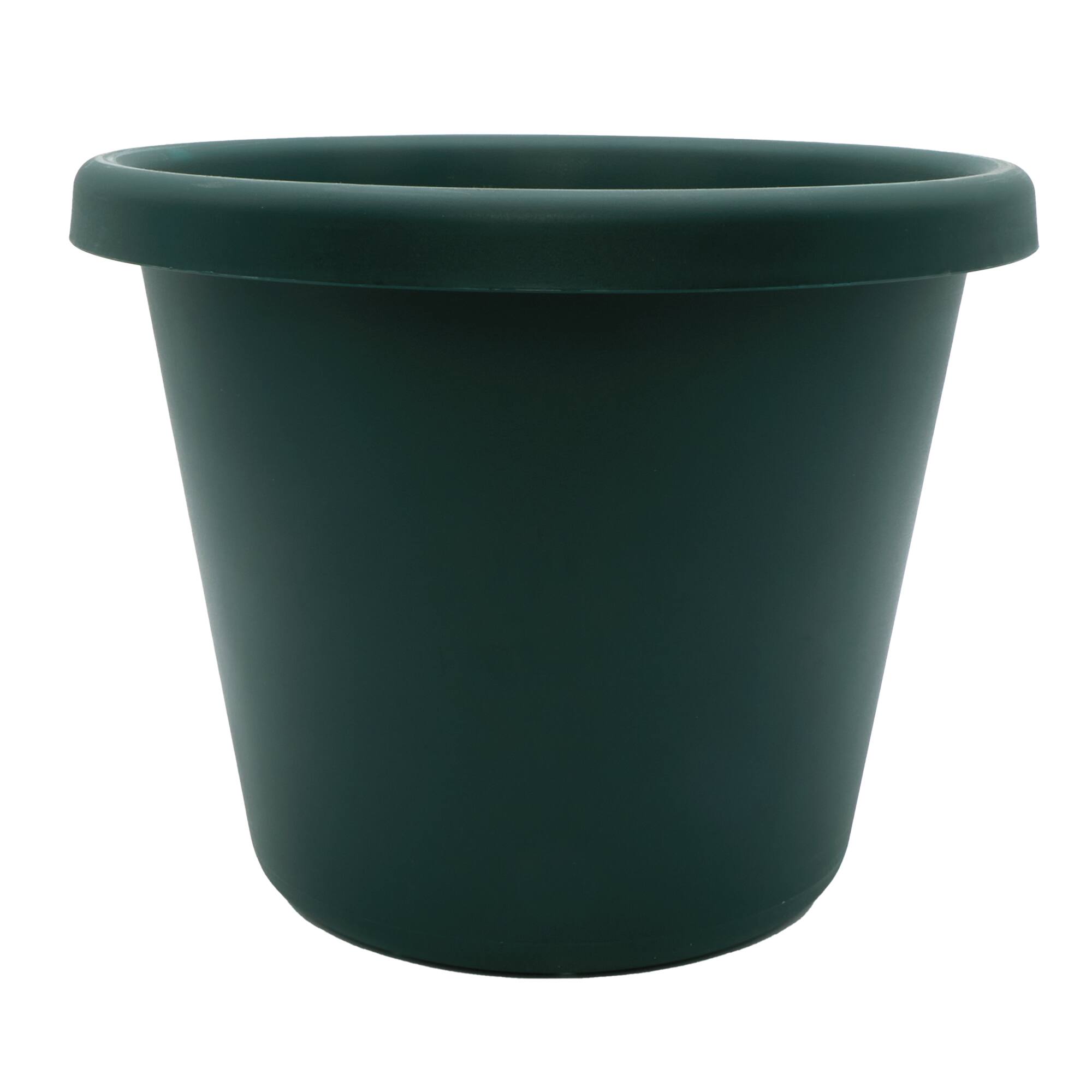 Front. The HC Companies - The HC Companies 14 Inch Round Classic Planter, Plastic Plant Pot, Evergreen.
