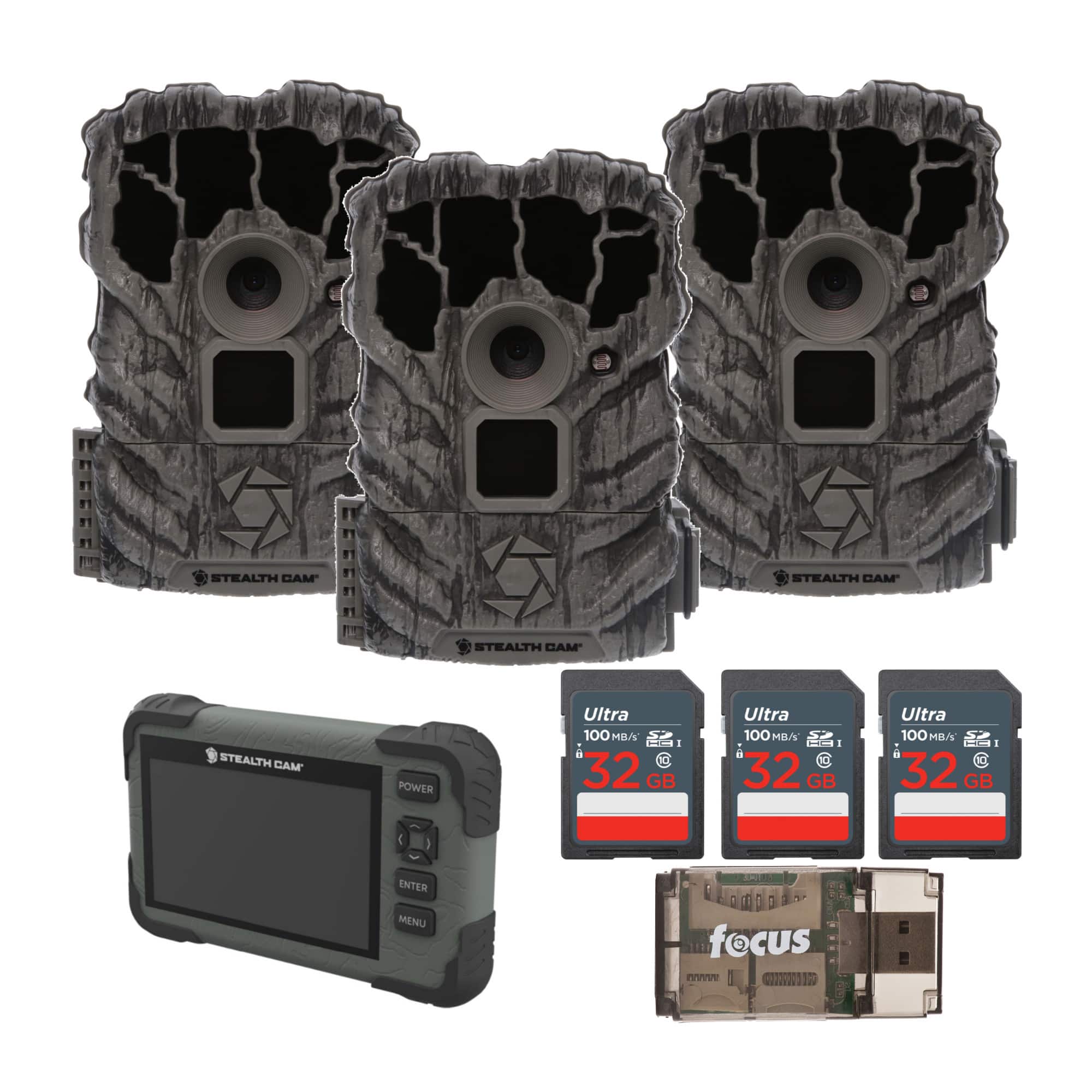 Stealth Cam - Browtine 14MP (3 Pack) w/SD Card Reader-Viewer, Memory & Card Reader