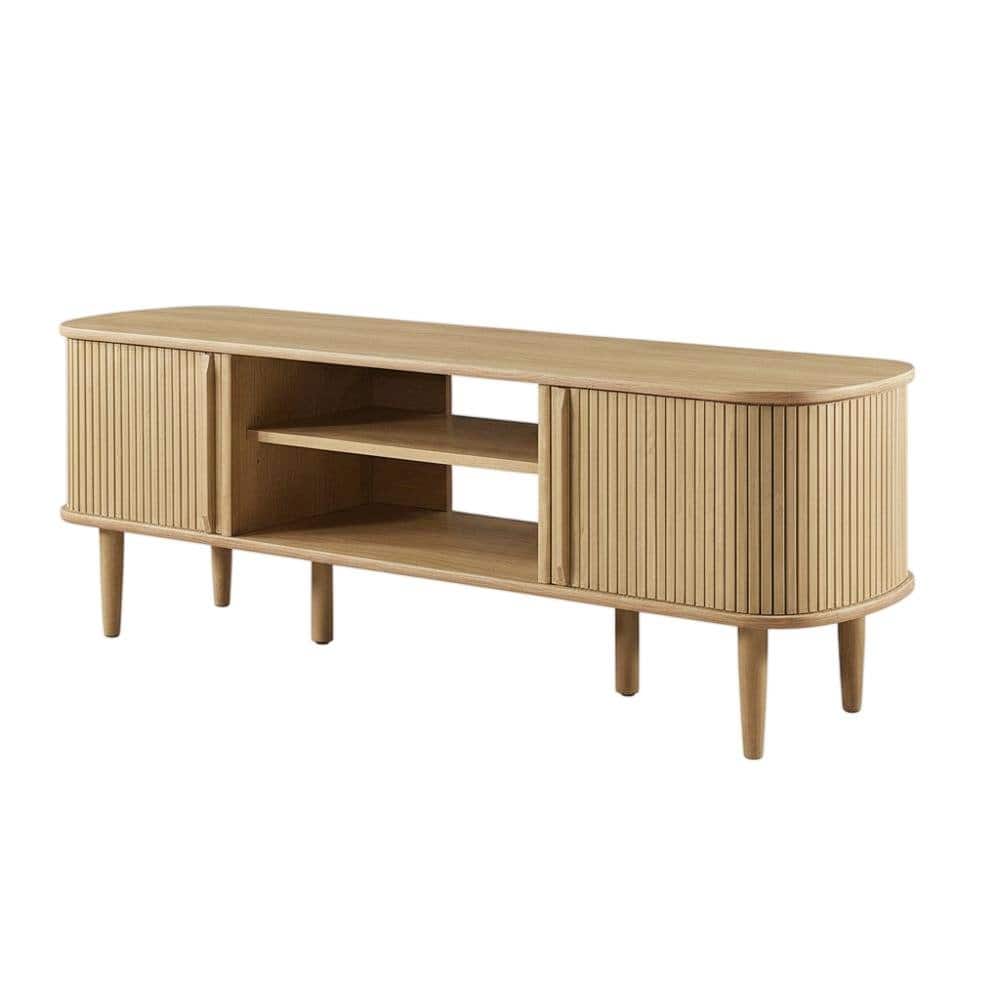 FurniFact - wooden TV stand with sleek design and sturdy construction - Brown