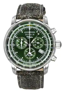 Zeppelin - 100 Jahre Chronograph Leather Strap Dial Quartz 86804 Men's Watch - Green