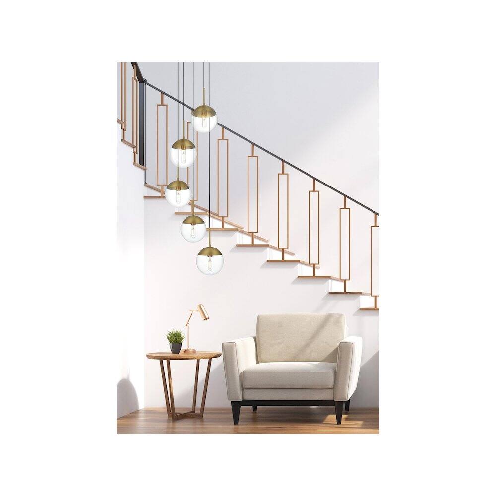 Alt View 2. Living District - Eclipse 18 Inch Pendant Clear Shade in Chrome - Satin Gold And Clear.