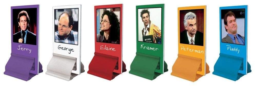 Jerry  
George  
Elaine  
Kramer  
Peterman  
Puddy