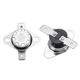 Unique Bargains - 2pcs KSD301 Thermostat 80°C/176°F 10A Normally Open N.O Thermal Cutoff Switch for Microwaves/Oven Bakelite - Silver