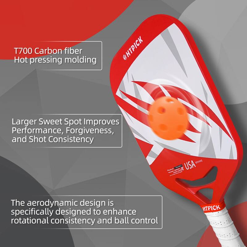 T700 Carbon fiber  
Hot pressing molding  

Larger Sweet Spot Improves Performance, Forgiveness, and Shot Consistency  

The aerodynamic design is specifically designed to enhance rotational consistency and ball control  

HTPICK  
USA