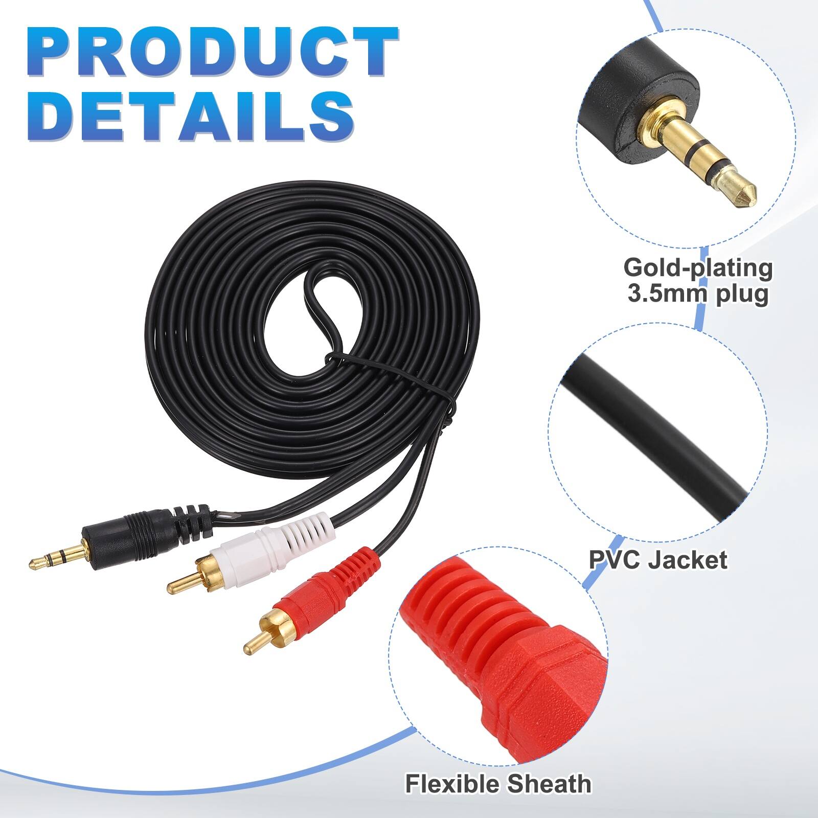 PRODUCT DETAILS

- Gold-plating 3.5mm plug
- PVC Jacket
- Flexible Sheath