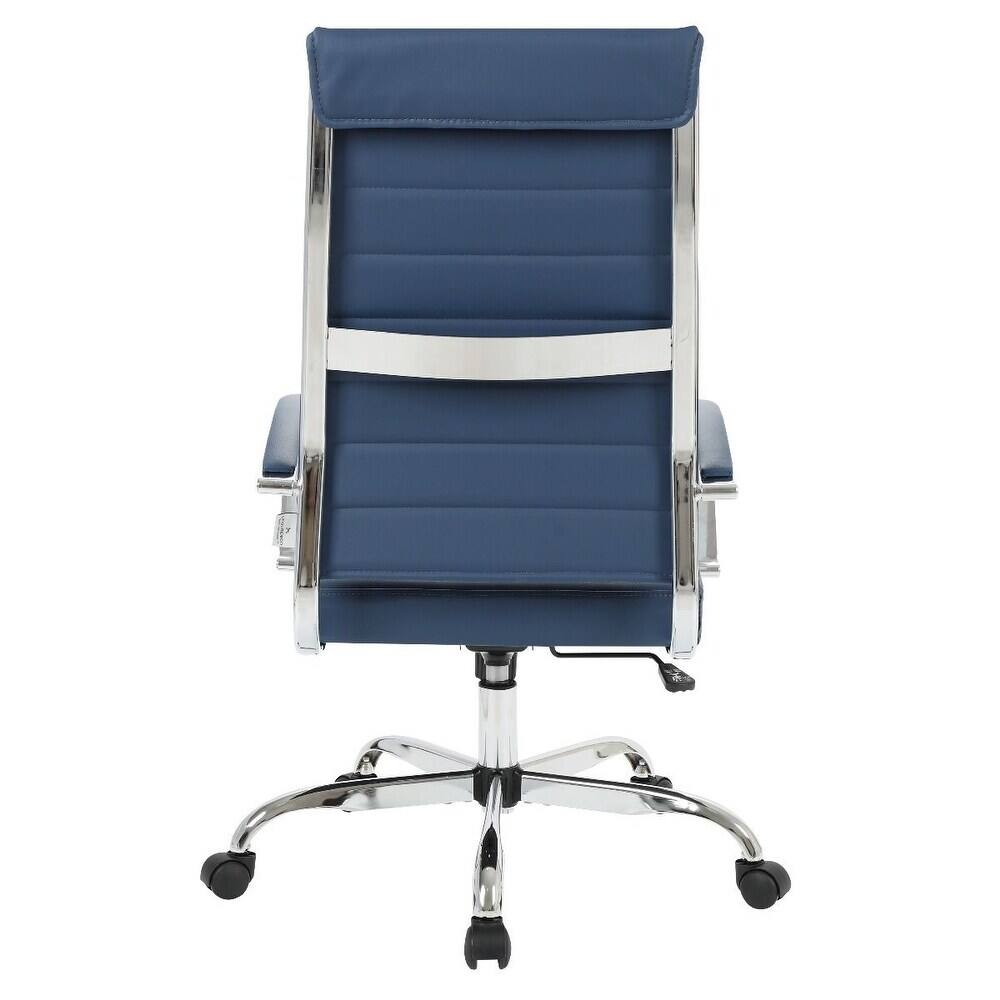 Alt View 5. LeisureMod - Set of 2 Benmar High Back Ergonomic Leather Upholstered Office Chair with Adjustable Height and Padded Armrests - Navy Blue.