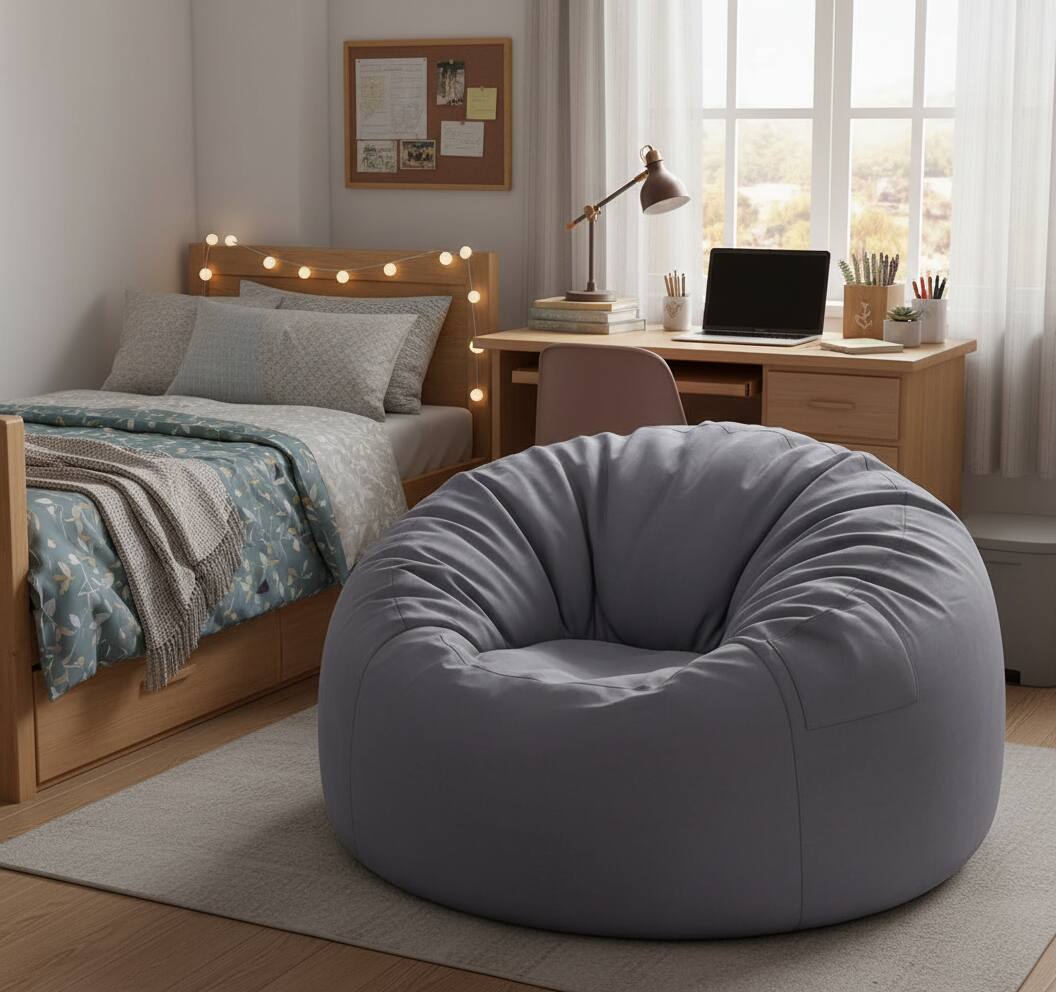 Angle. AOITUN - 3ft Bean Bag Chair with Filler Included, Comfy Sofa Sack for Adults Teens, Soft Washable Cover for Dorm Bedroom, Grey - Gray.