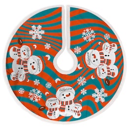 Pegasus - Miami Dolphins Snowman Sherpa Christmas Tree Skirt - Multicolor