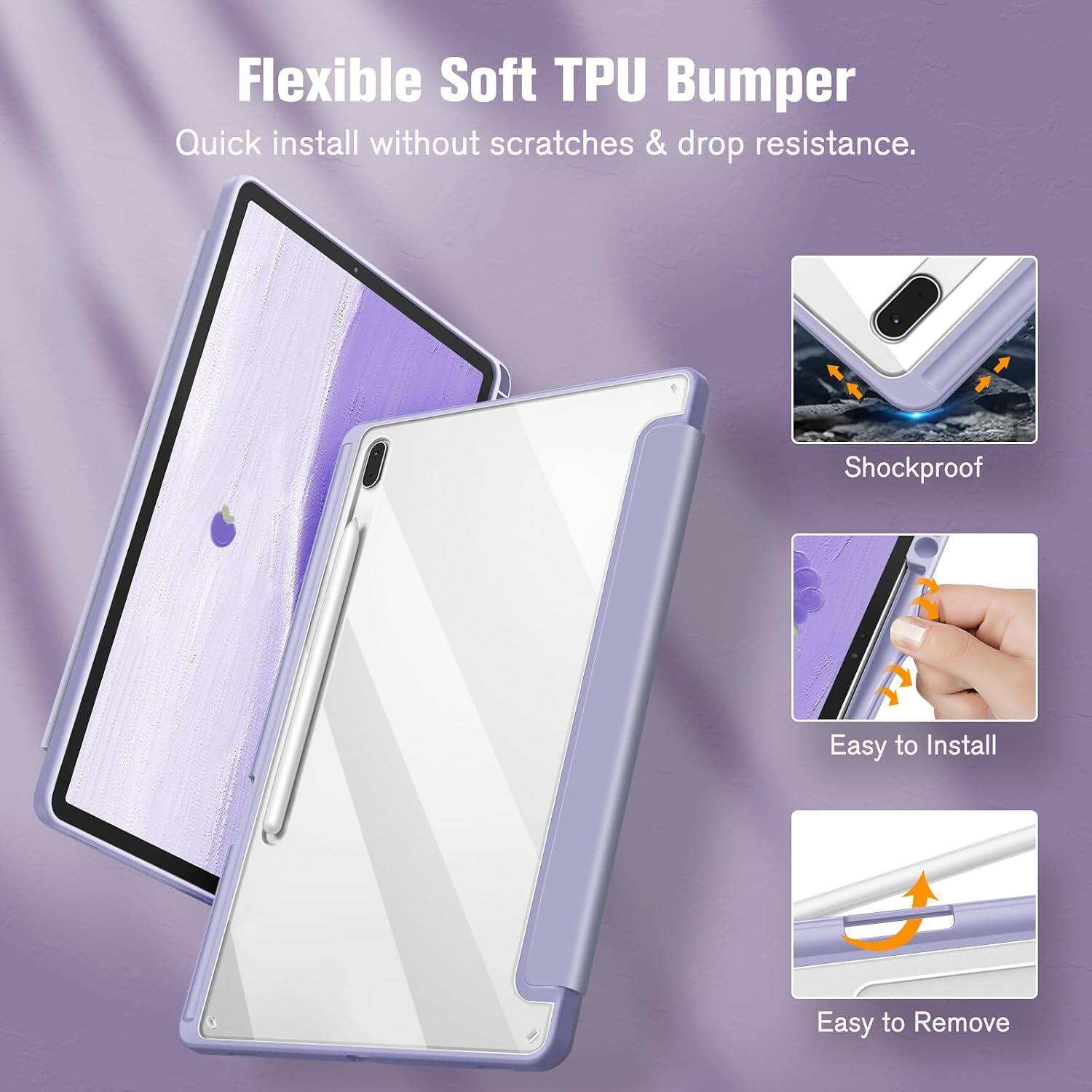 Flexible Soft TPU Bumper  
Quick install without scratches & drop resistance.  
Shockproof  
Easy to Install  
Easy to Remove
