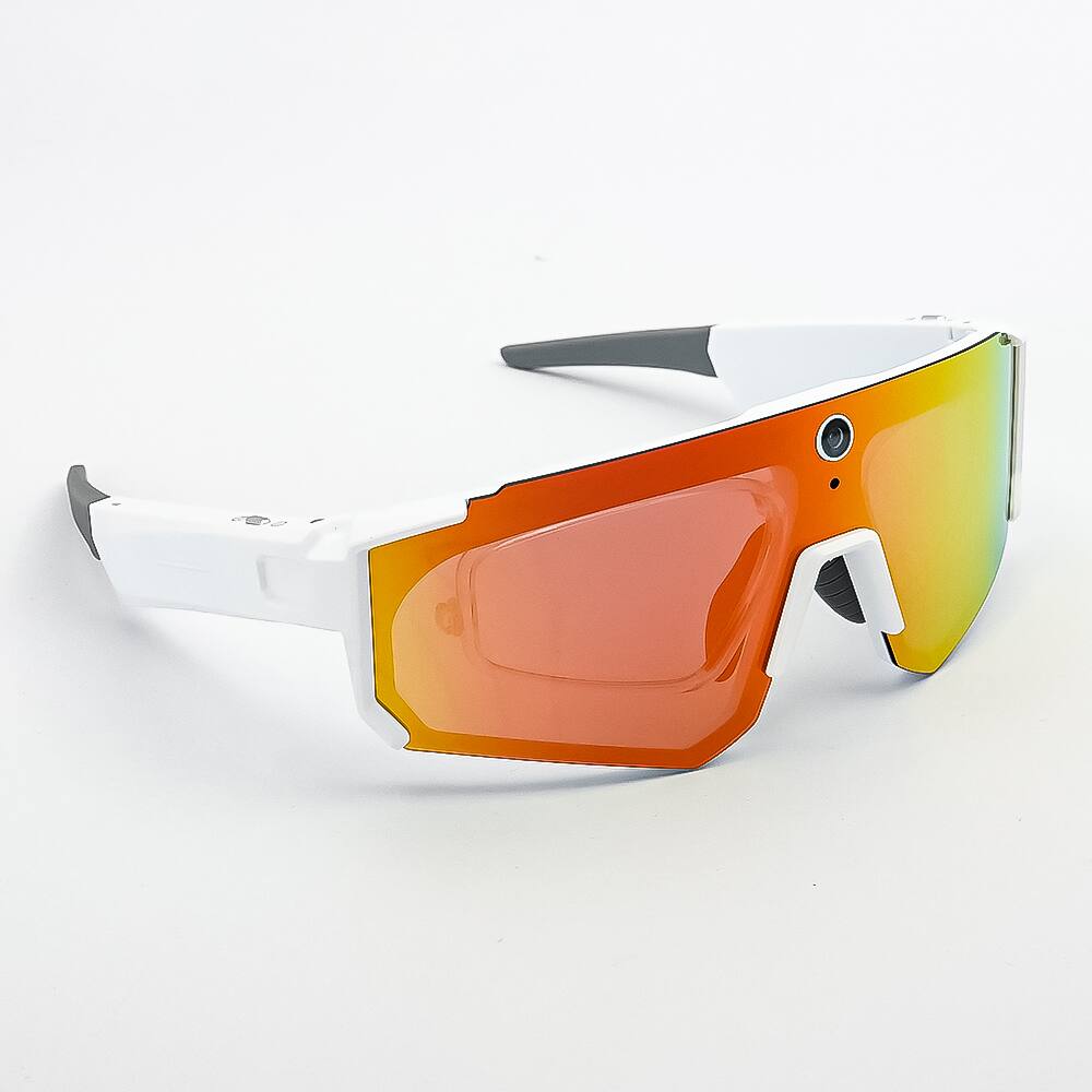 Alt View 9. Loheer - Loheer Smart Glasses with Camera, AI Image Stabilization, Real-Time Translation, Cycling Wear - White/Orange - White.