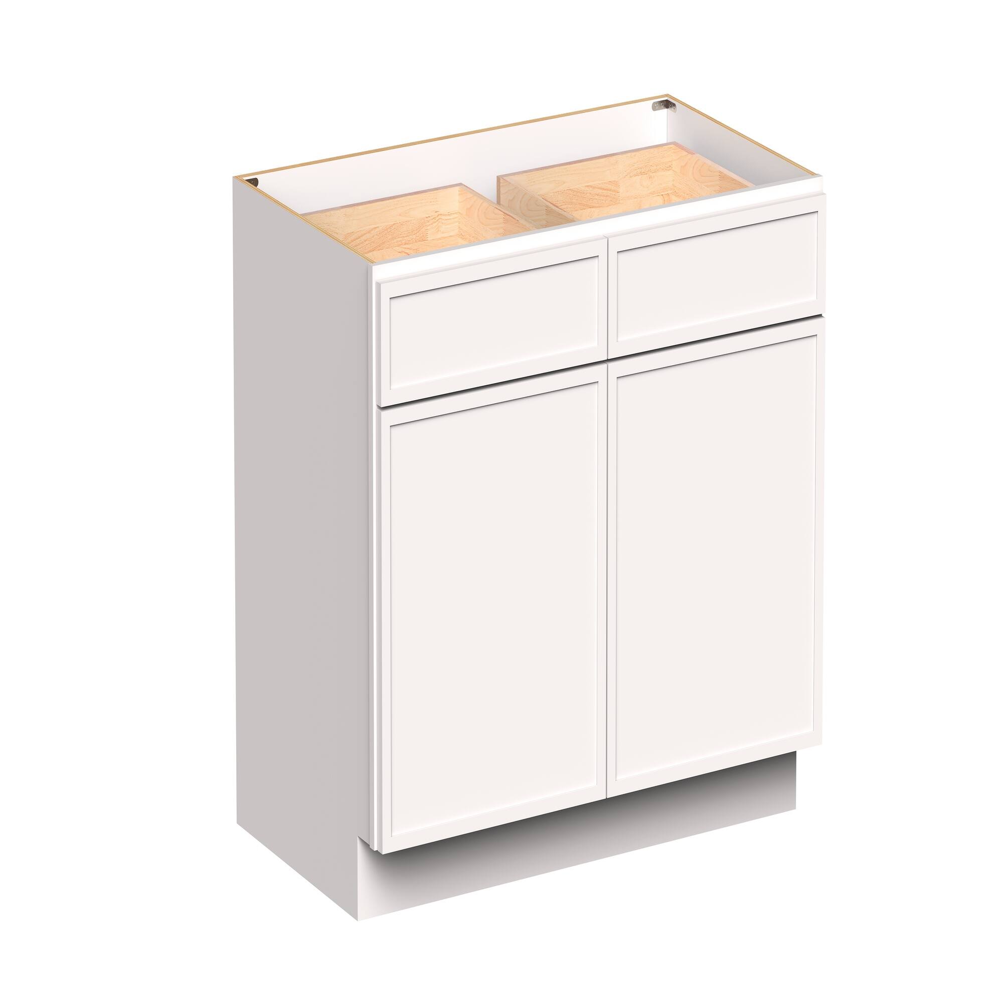 Angle. Boyel Living - 42-in W x 34.5-in H x 24-in D Slim Shaker RTA Kitchen Base Cabinet with Soft-Close - Snow White.