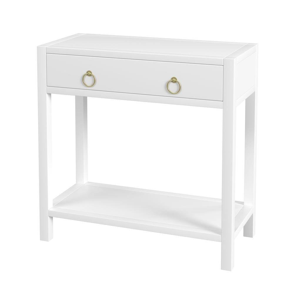 Alt View 2. Starlight Canyon Home - Wide White Nightstand with Drawer – 30 Inch Wood Nightstand for Bedroom - White.