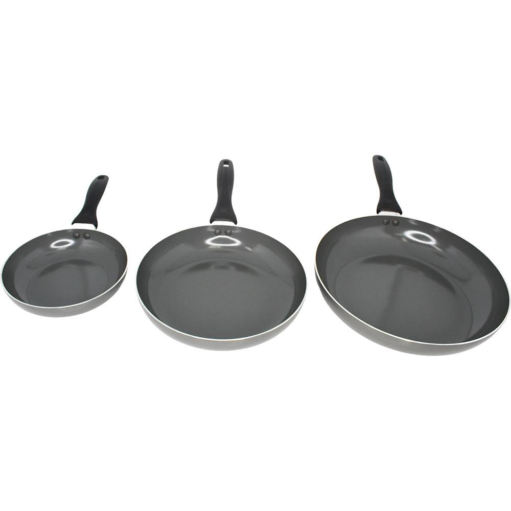Front. Imusa - 3-Piece Chef Ceramic Fry Pan Set - Gray.