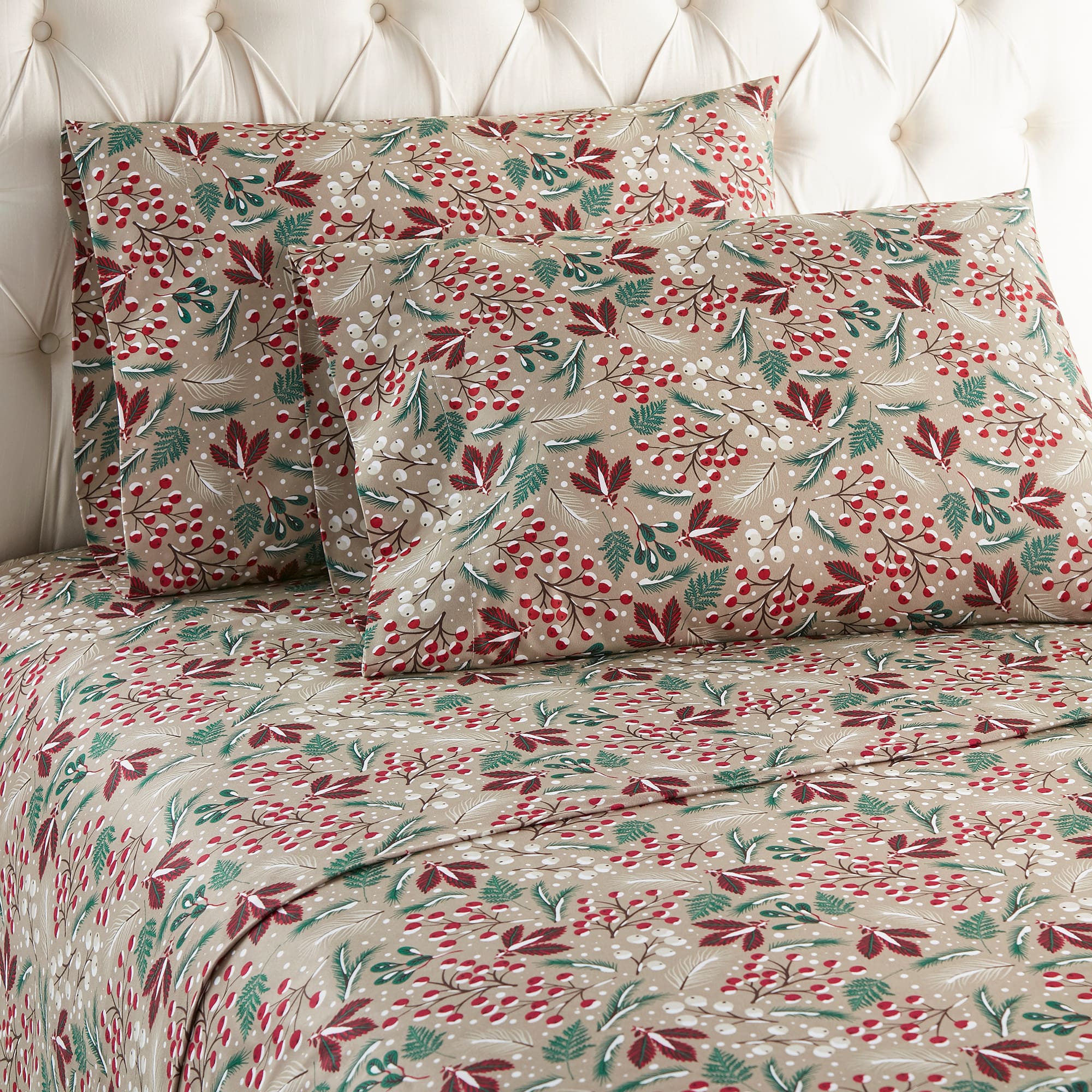 Shavel Home Products - Micro Flannel Printed Deep-Pocket Sheet Set, California King - Winterberries