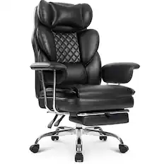 Front. Celtoss - Executive Office Chair, Ergonomic Big and Tall Heavy Duty Computer Desk Chair, High Back with Lumbar Support - PU - Black.