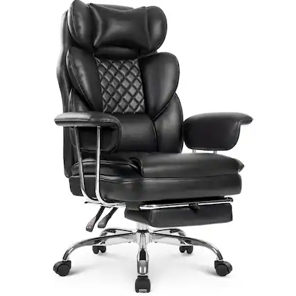 Front. Neo Chair - NEO CHAIR Executive Office Chair, Ergonomic Big and Tall Heavy Duty Computer Desk Chair, High Back with Lumbar Support - Black.