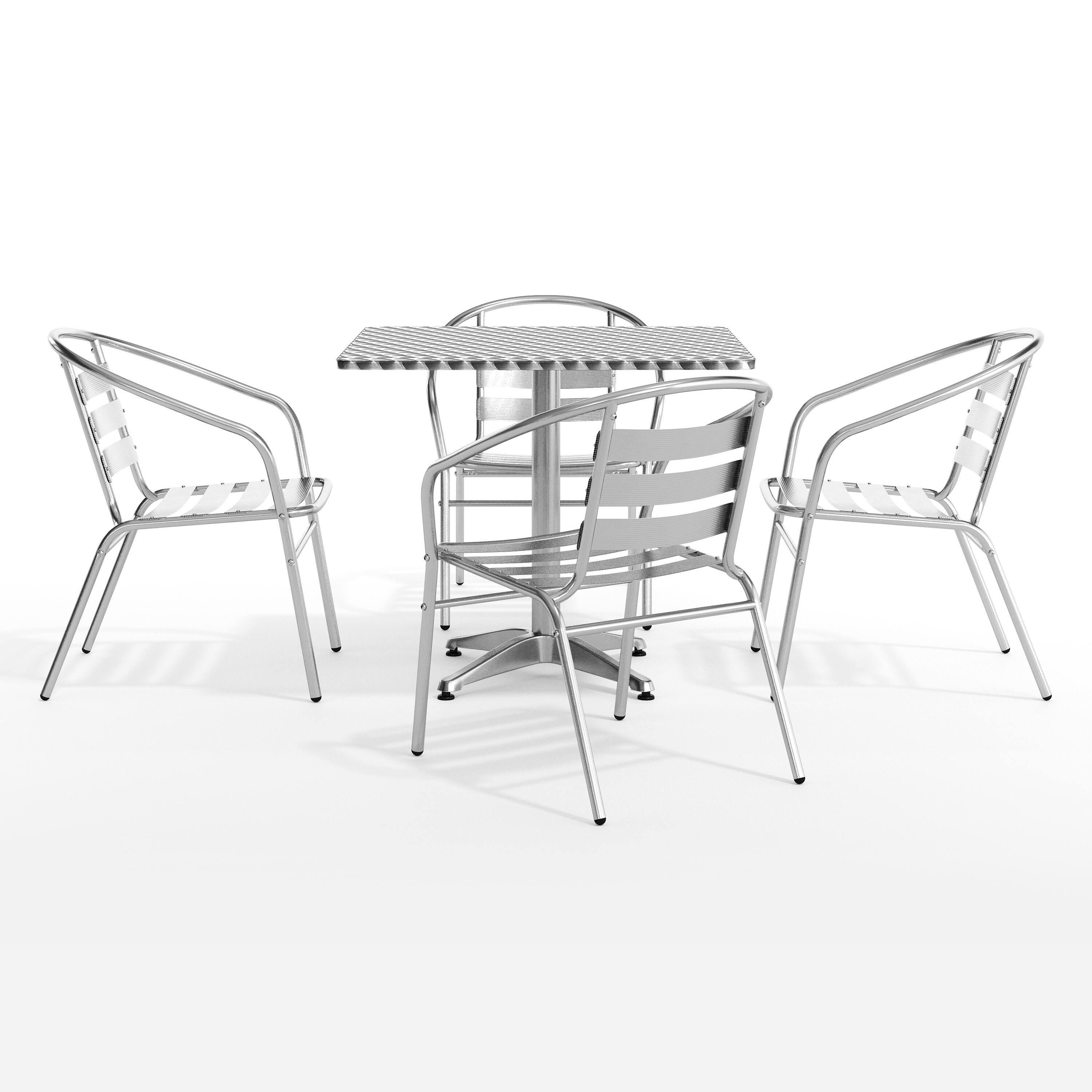 Alt View 10. Emma + Oliver - 31.5'' Square Aluminum Indoor-Outdoor Table Set with 4 Slat Back Chairs - Aluminum.