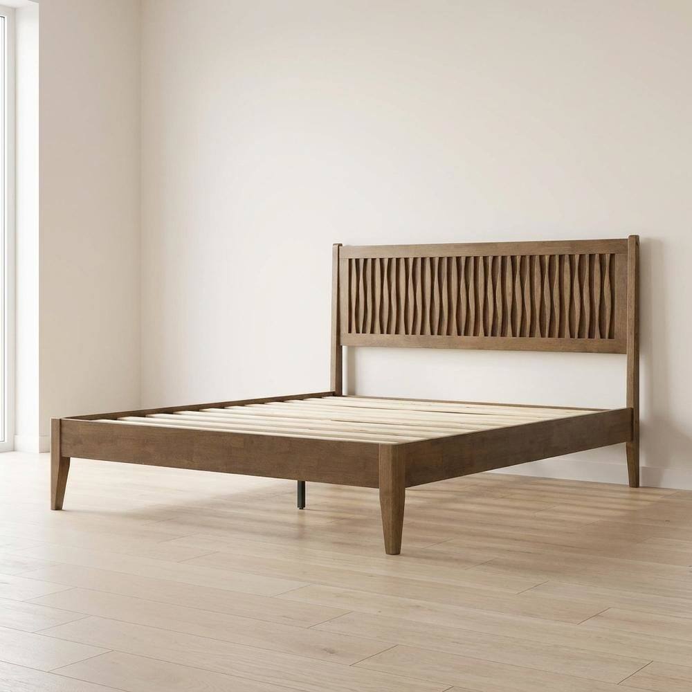 Alt View 4. FurniFact - Solid Wood Platform Bed - Barnwood.
