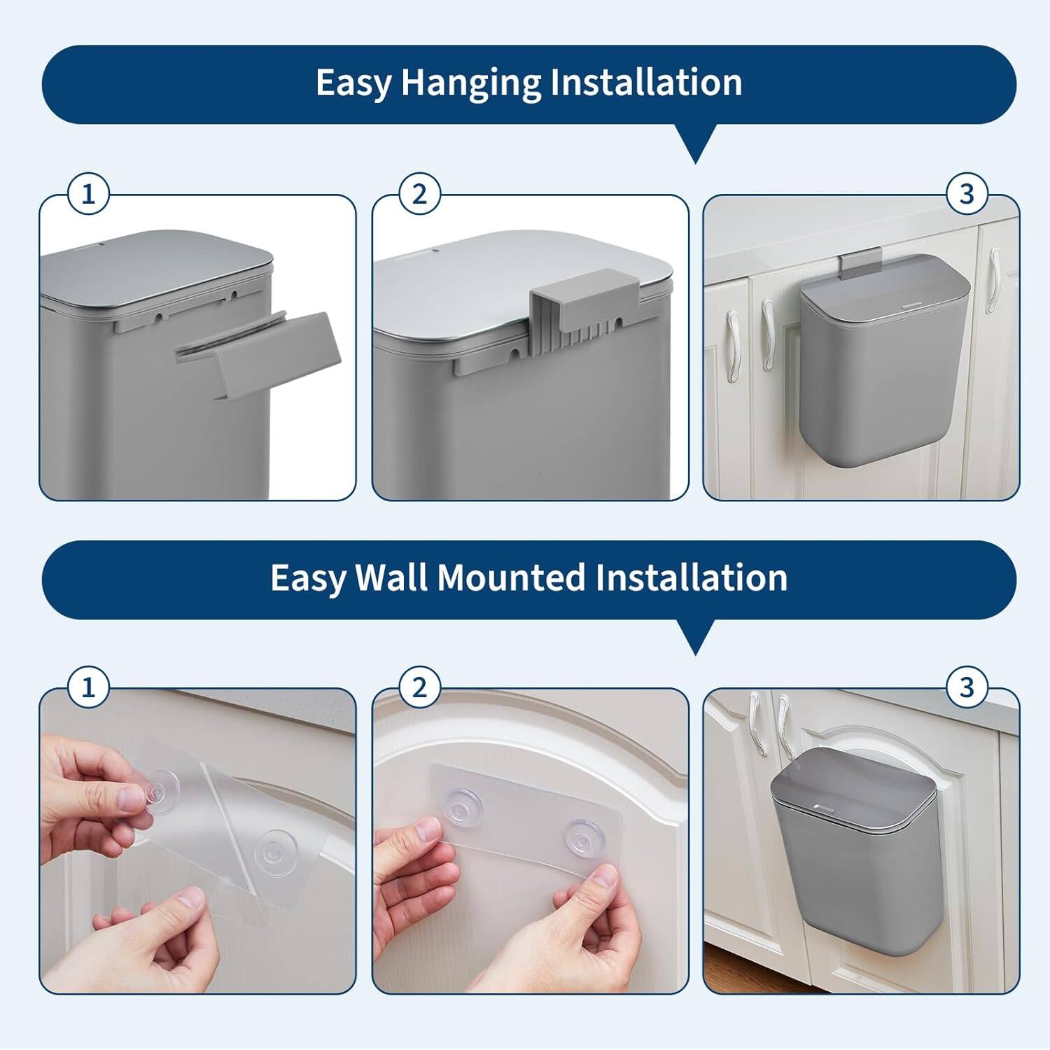 Easy Hanging Installation  
1 2 3  

Easy Wall Mounted Installation  
1 2 3