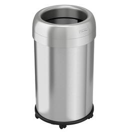 iTouchless - 16 Gallon Stainless Steel Round Open Top Kitchen Trash Can with Wheels and Dual AbsorbX Odor Filters - Silver