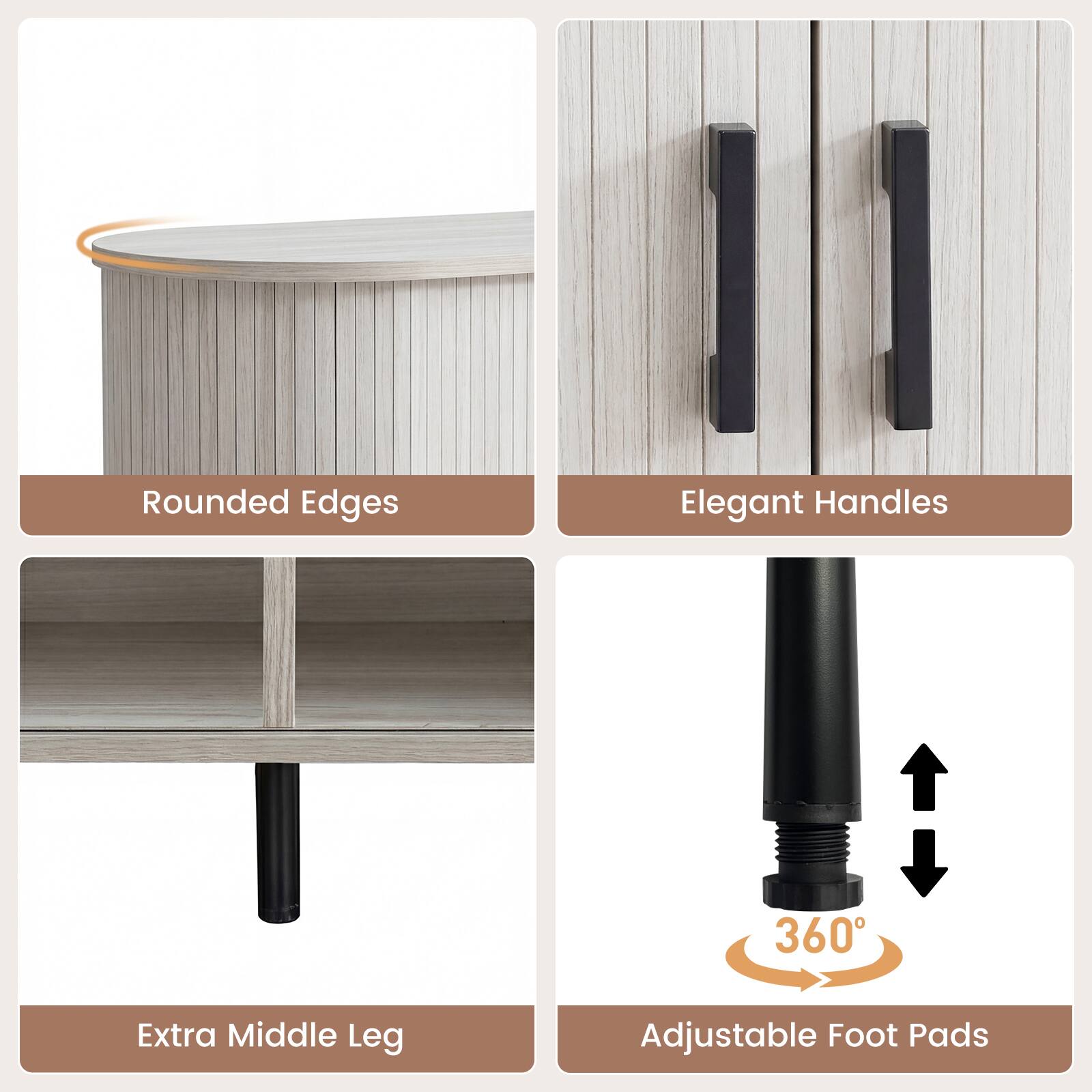 - Rounded Edges
- Elegant Handles
- Extra Middle Leg
- 360° Adjustable Foot Pads