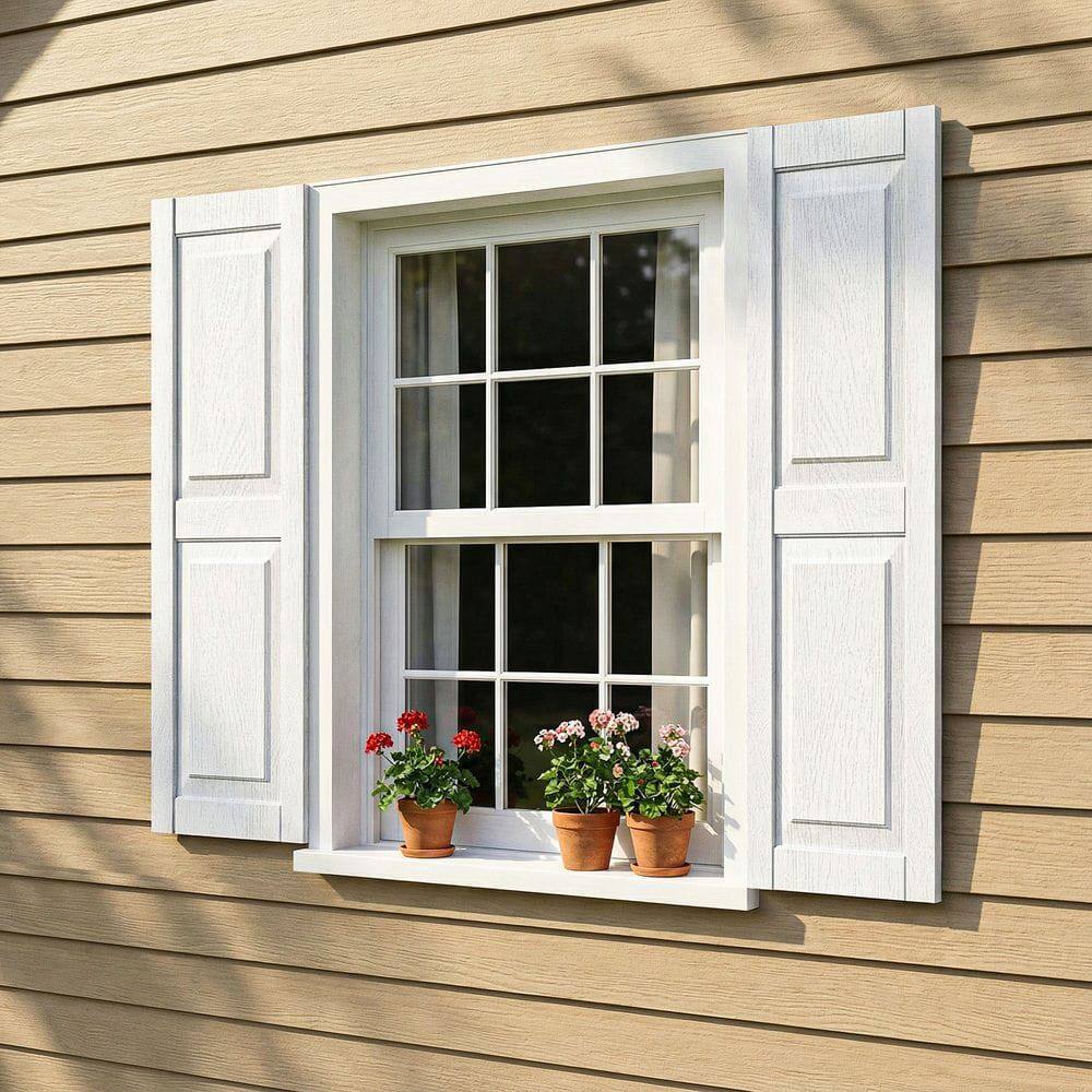 Alt View 7. Kadyn - All-Weather Square Faux Window Panel Decor, Durable Architectural Accent, 14"x35", White - White.