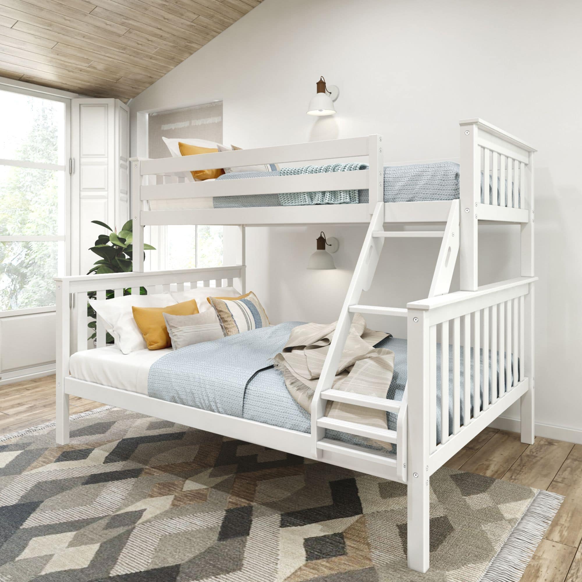 Plank+Beam - Twin XL over Queen Bunk Bed, White - White