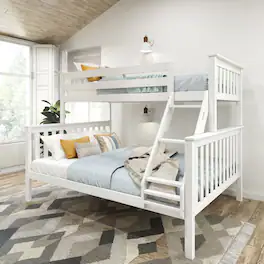 Plank+Beam - Twin XL over Queen Bunk Bed, White - White