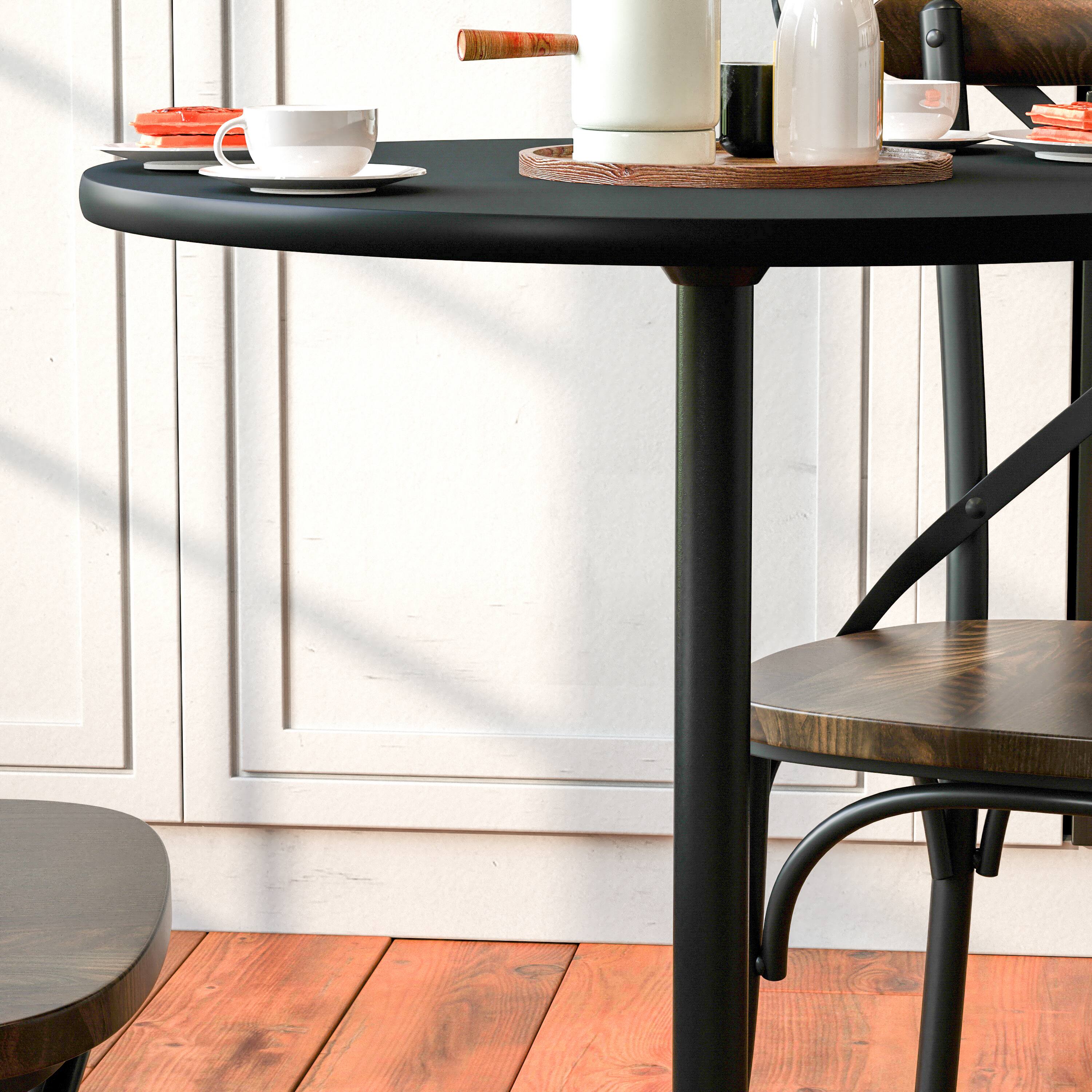 Alt View 4. Emma + Oliver - 24" Round Wood Cocktail Table with 30" and 42" Columns - Black.