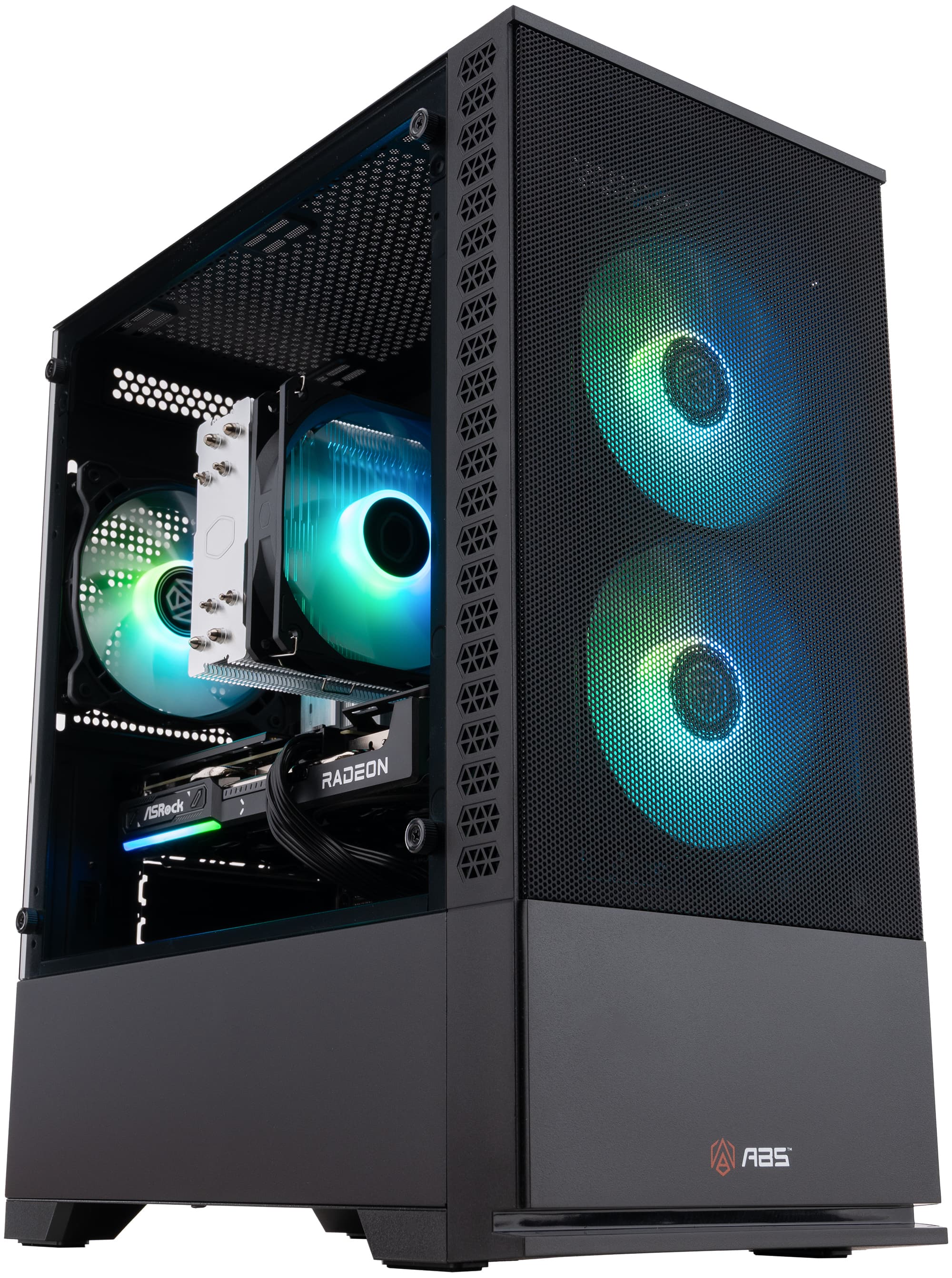 ADVANCED BATTLESTATIONS - ABS Cyclone Ruby Gaming PC - Windows 11 - AMD Ryzen 5 9600X - Radeon RX 9060 XT 16GB - 32GB DDR5 - 1TB M.2 NVMe SSD - Black