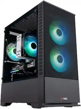 ADVANCED BATTLESTATIONS - ABS Cyclone Ruby Gaming PC - Windows 11 - AMD Ryzen 5 9600X - Radeon RX 9060 XT 16GB - 32GB DDR5 - 1TB M.2 NVMe SSD - Black