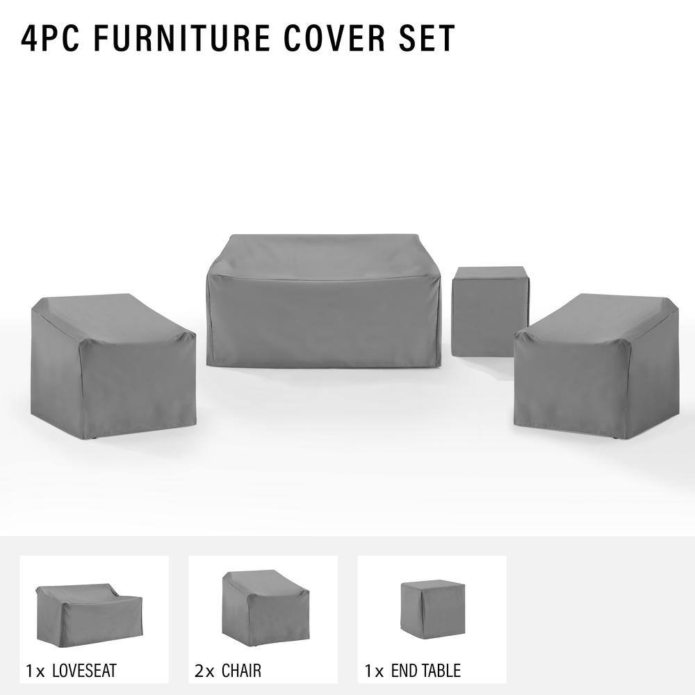 4PC FURNITURE COVER SET

1x LOVESEAT
2x CHAIR
1x END TABLE
