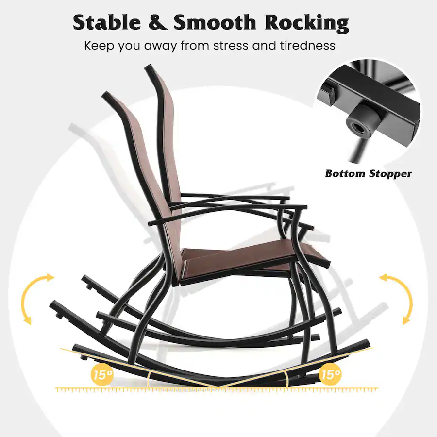 Performance Rocker Lawn Chair Gymax Set of 4 Outdoor Rocking Chair Patio Rocker w/ Breathable Fabric ...
