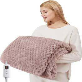 Loheer - Heated Throw Blanket 50x60 Fast Heating Fleece Electric Throw - Pink