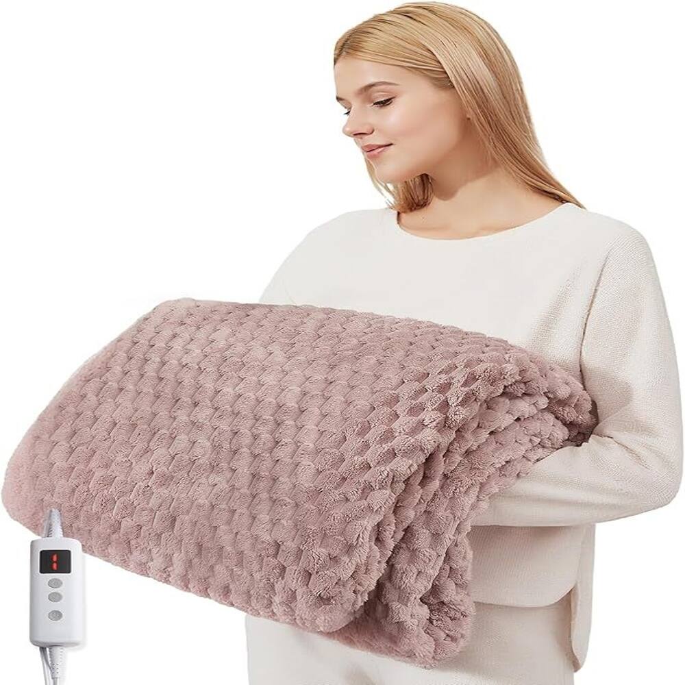 Front. Loheer - Loheer Pink Heated Throw Blanket 50x60 Fast Heating Fleece Electric Throw - Pink.