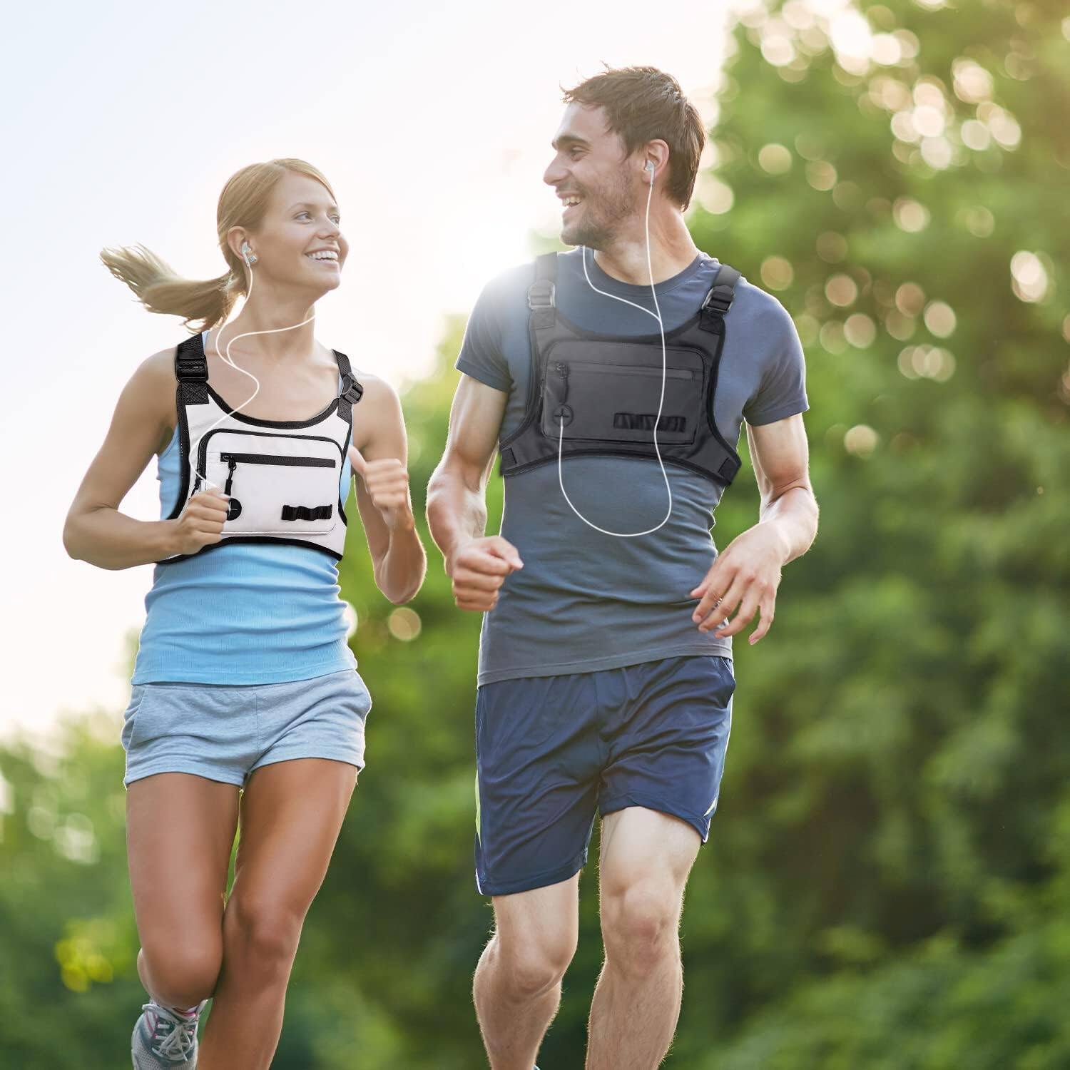 Alt View 8. Wikistore - WIKISTORE Running Chest Pack for Men Women Lightweight Water Resistant with Phone Holder White - White.