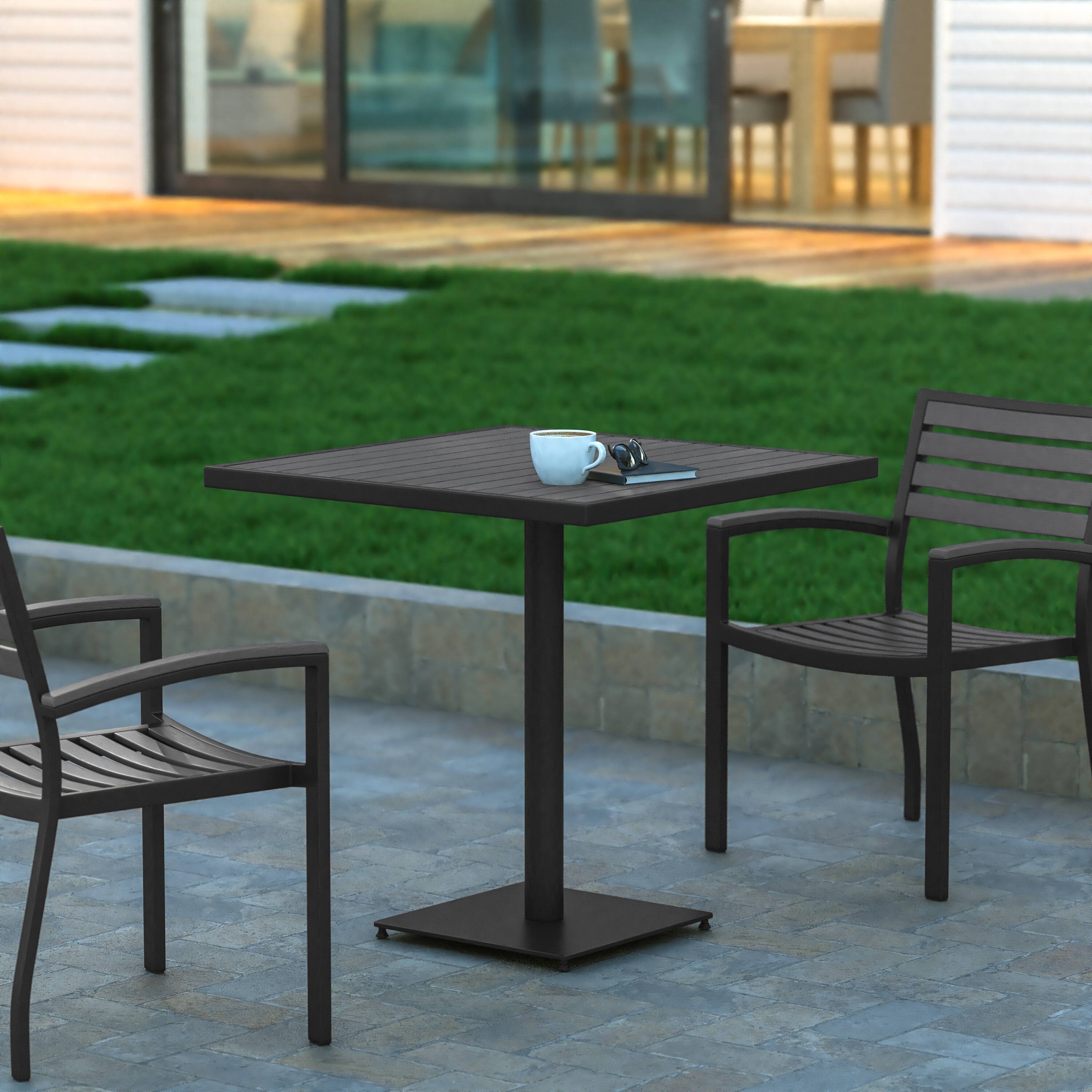 Alt View 1. Emma + Oliver - Outdoor Faux Teak Dining Table with Poly Slats - Patio Table - Gray Wash Teak.