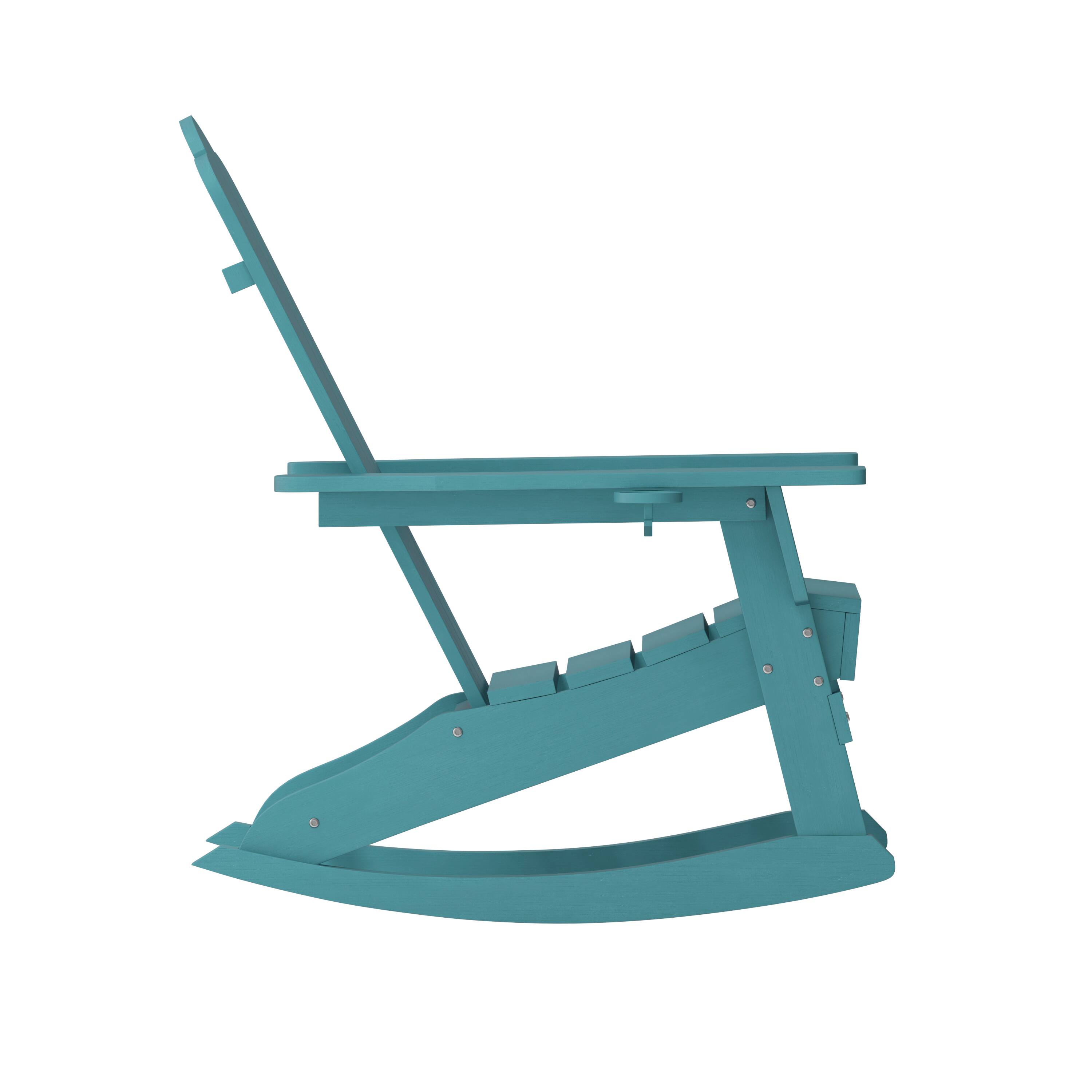 Alt View 8. Emma + Oliver - Tiverton Adirondack Rocking Chair with Cup Holder, Weather Resistant HDPE Adirondack Rocking Chair - Blue.