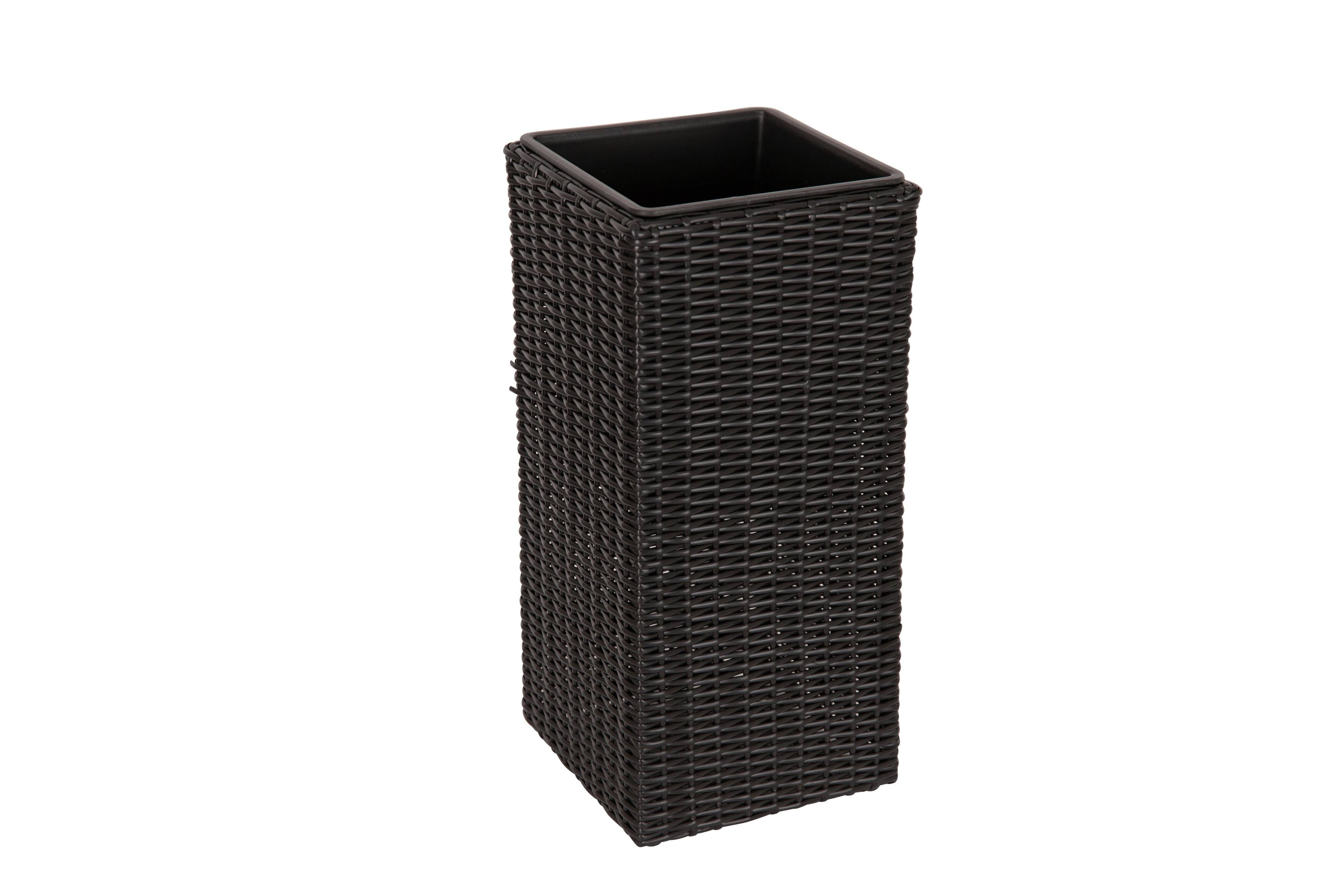 Alt View 5. Balkene Home - Tall Planter and Sierra Square Wicker Planter Set of 2 - Modern Outdoor Planters for Patio, Balcony, or Garden - Black.