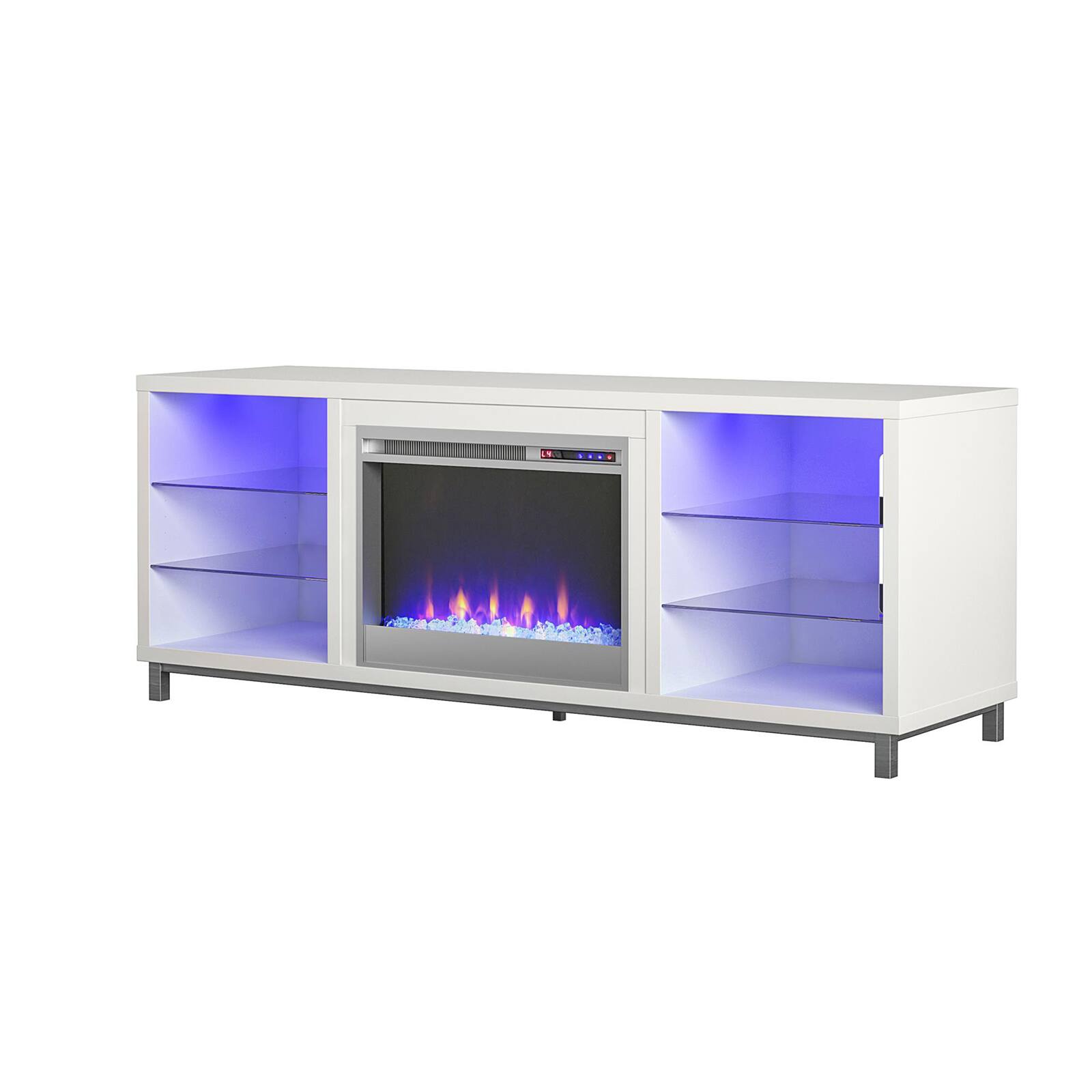 Alt View 7. Chateau Abodes - 65" Fireplace TV Stand with Electric Fireplace & RGB Lighting for TVs up to 70" - White.