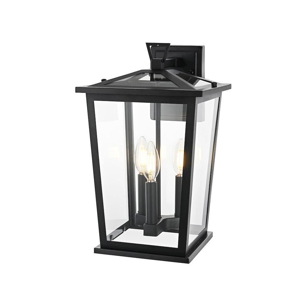 Angle. Elegant Lighting - Cayman 7 inch Outdoor Pendant in Black - Black.
