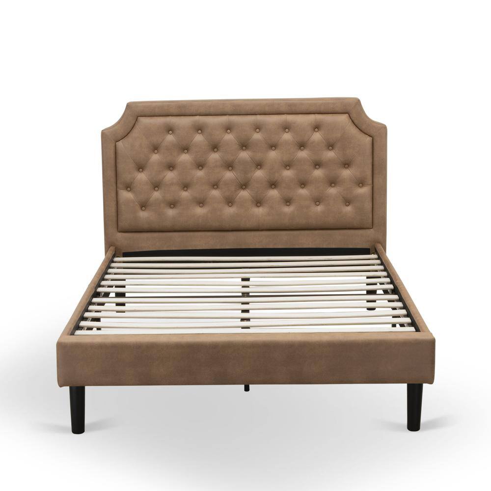 Alt View 3. East West Furniture - GB28F-1GA07 2-Piece Granbury Bed Set with Upholstered Bed and Distressed Jacobean Nightstand - Brown Faux Leather and - Brown.