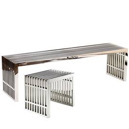 Gridiron Benches Set of 2 by Modway - Silver