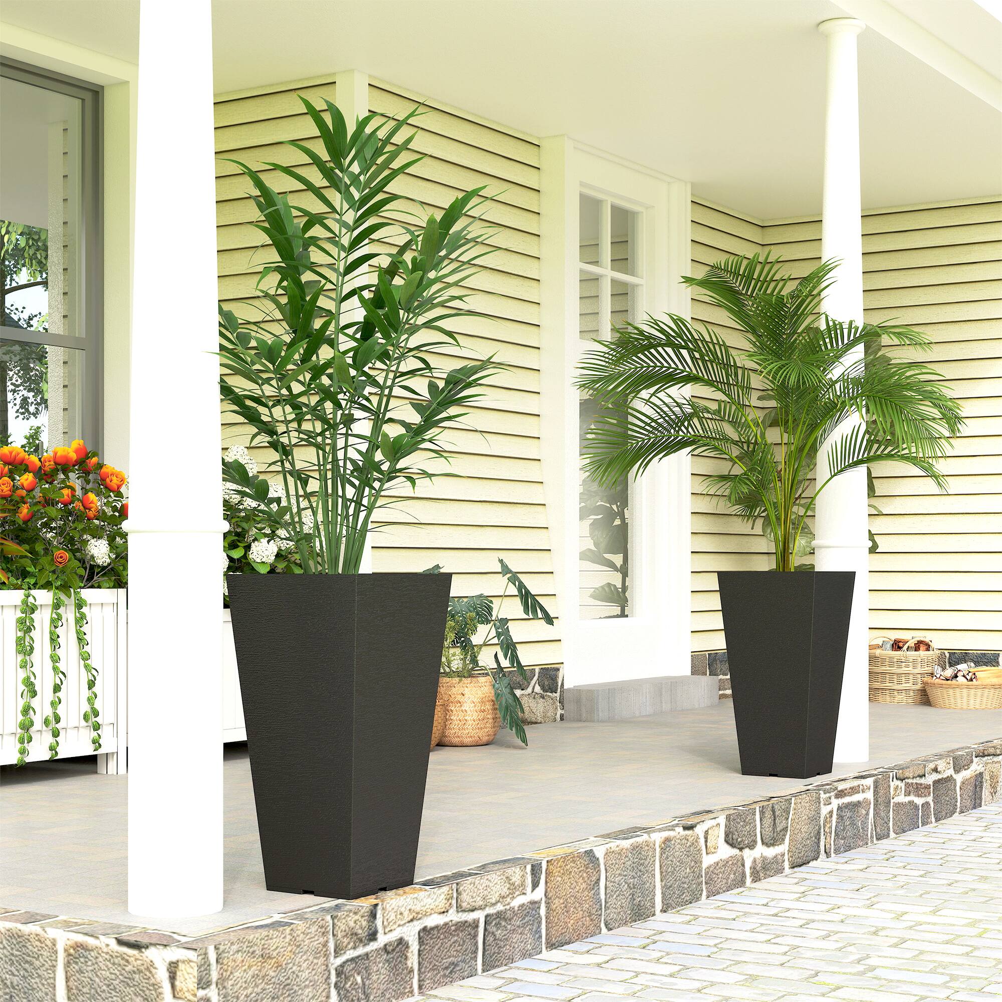 Alt View 1. Outsunny - 23 Inch Tall Planters for Outdoor Plants, Set of 2 Plastic Flower Pots.