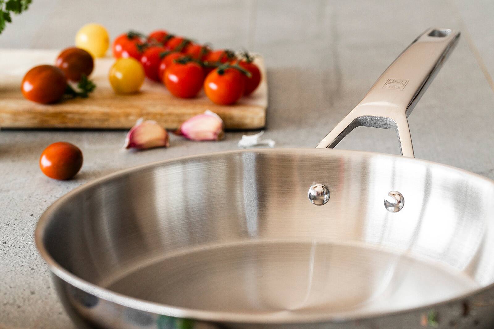 Alt View 6. BRA Cookware - Signature Stainless Steel Professional Frypan, 10.2-Inch - Silver.