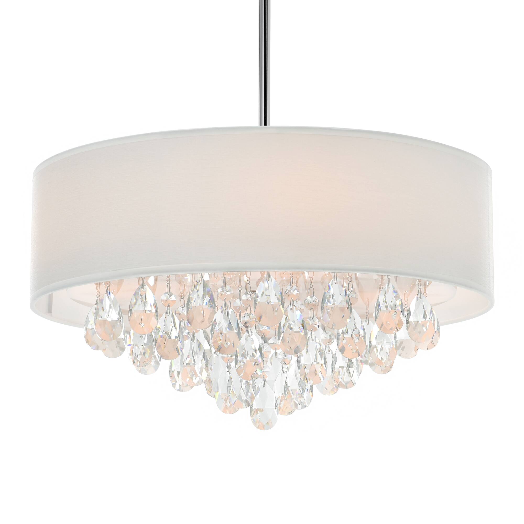 Angle. CWI Lighting - Dash 4 Light Drum Shade Chandelier With Chrome Finish - Chrome.