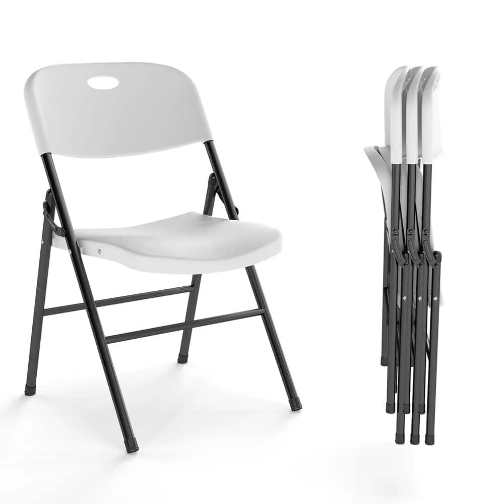Front. Essen Blissed - 4 Pack Large Back Folding Chair for Indoor Outdoor Events, Wedding, Party, Restaurant, Meeting Room White - White.